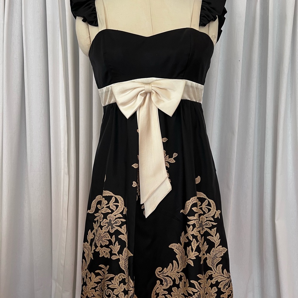 Voom by Joy Han Goth Silk  Black and Cream Dress
